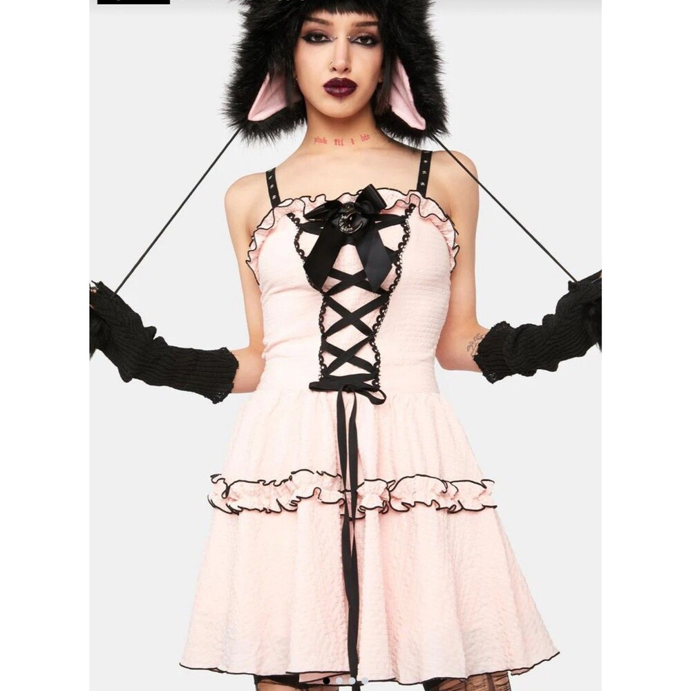 Dark In Love Pink Doll Moon Strap‎ Dress Size XS Pastel Goth Kawaii Lolita Cute